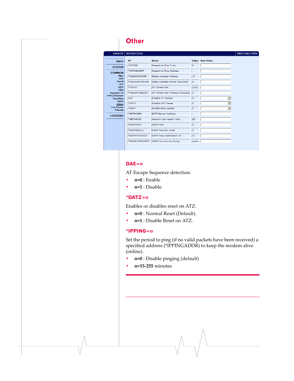 Other, Dae=n *datz=n *ipping=n | Sierra Wireless EV-DO User Manual | Page 146 / 182