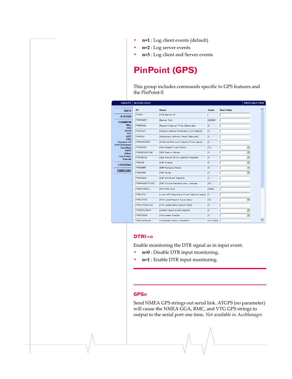 Pinpoint (gps), Dtri=n gpsn | Sierra Wireless EV-DO User Manual | Page 153 / 182