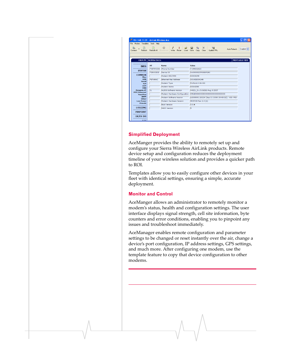 Simplified deployment monitor and control | Sierra Wireless EV-DO User Manual | Page 16 / 182