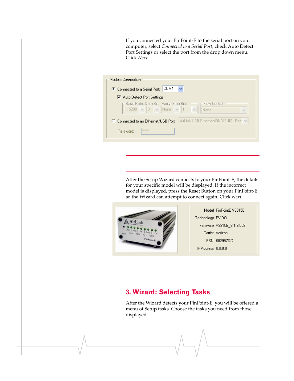 Wizard: selecting tasks | Sierra Wireless EV-DO User Manual | Page 30 / 182