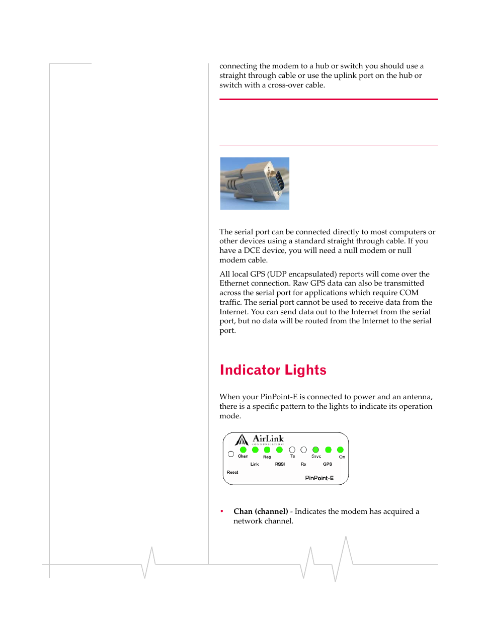 Indicator lights | Sierra Wireless EV-DO User Manual | Page 40 / 182