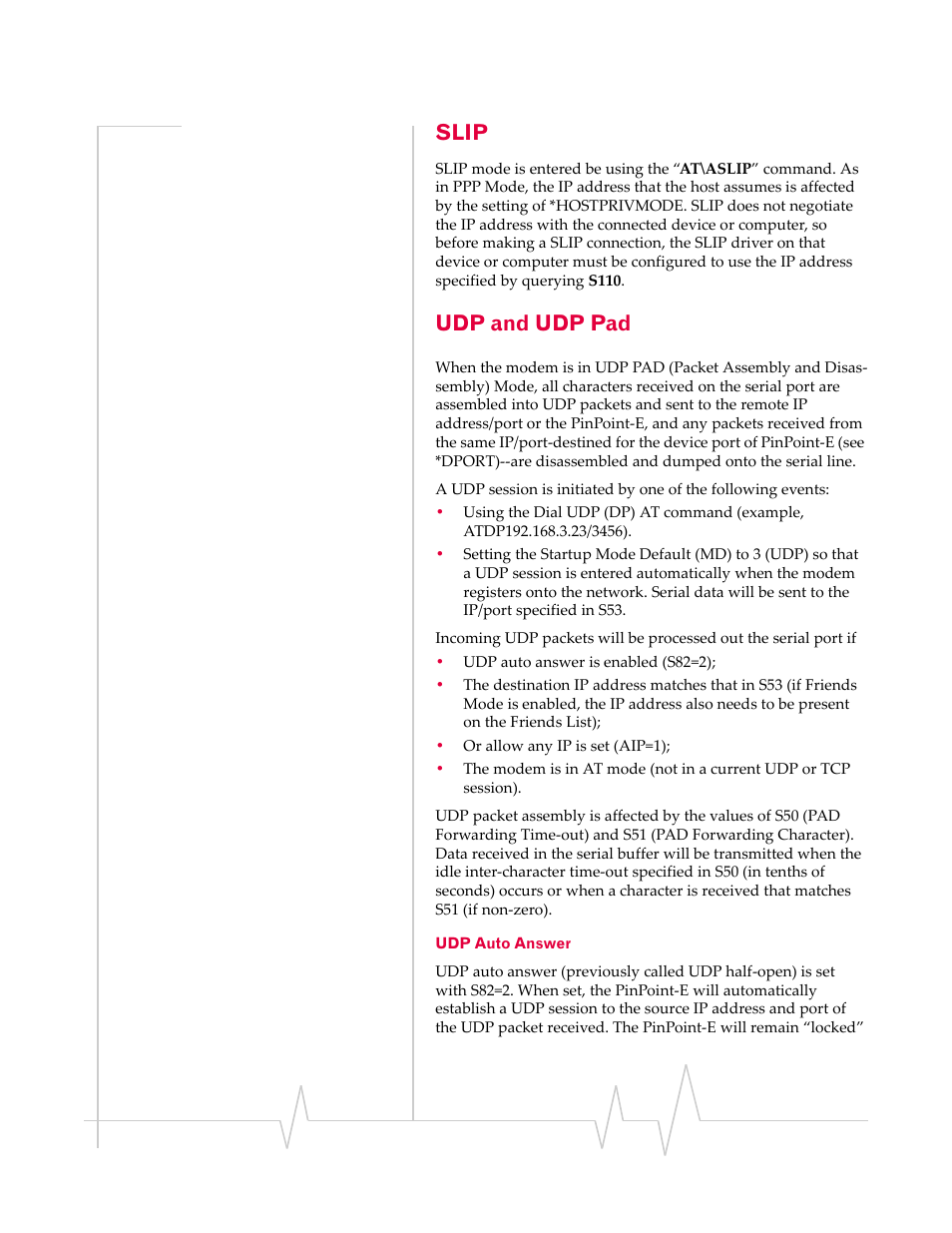 Slip, Udp and udp pad, Udp auto answer | Sierra Wireless EV-DO User Manual | Page 67 / 182