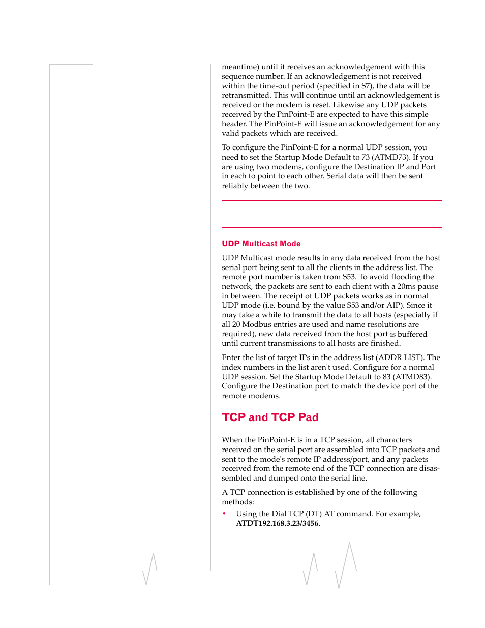 Tcp and tcp pad, Udp multicast mode | Sierra Wireless EV-DO User Manual | Page 69 / 182