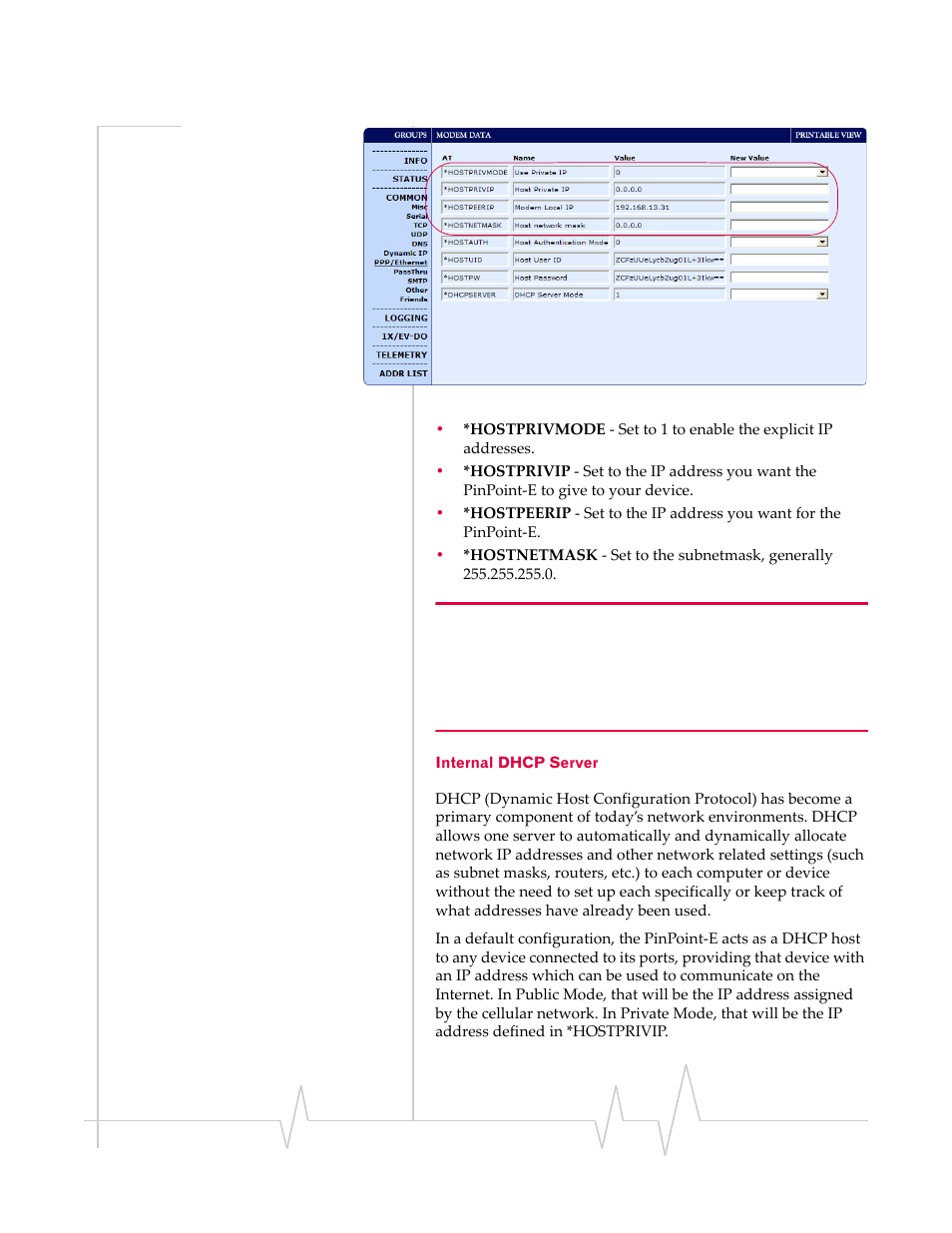 Internal dhcp server | Sierra Wireless EV-DO User Manual | Page 73 / 182