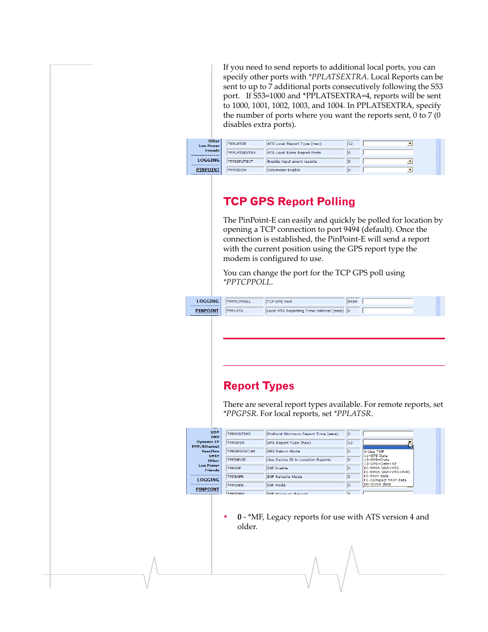 Tcp gps report polling, Report types | Sierra Wireless EV-DO User Manual | Page 90 / 182