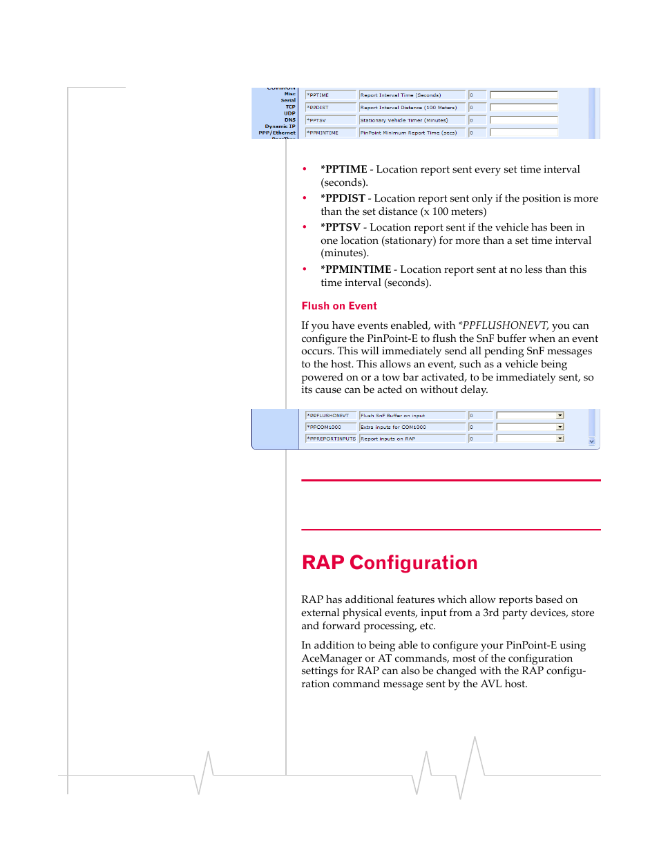Rap configuration, Flush on event | Sierra Wireless EV-DO User Manual | Page 94 / 182
