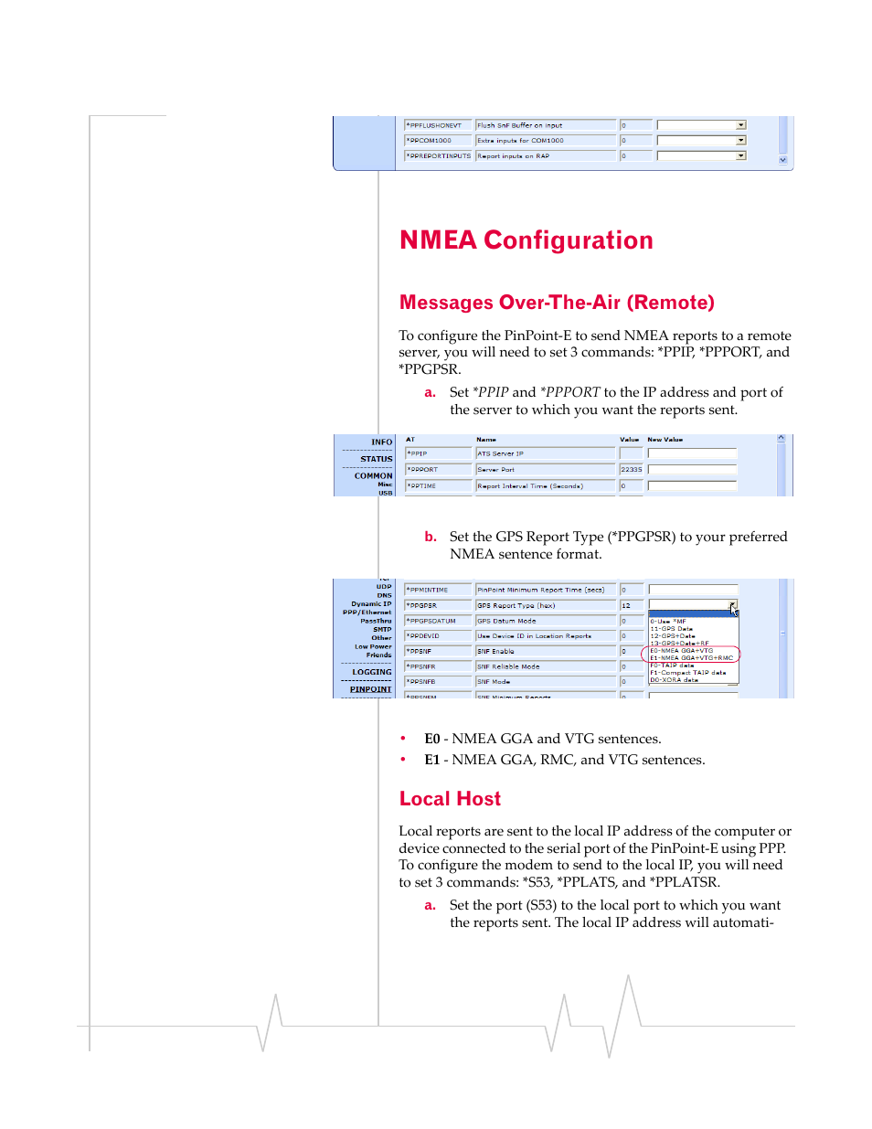 Nmea configuration, Messages over-the-air (remote), Local host | Sierra Wireless EV-DO User Manual | Page 99 / 182