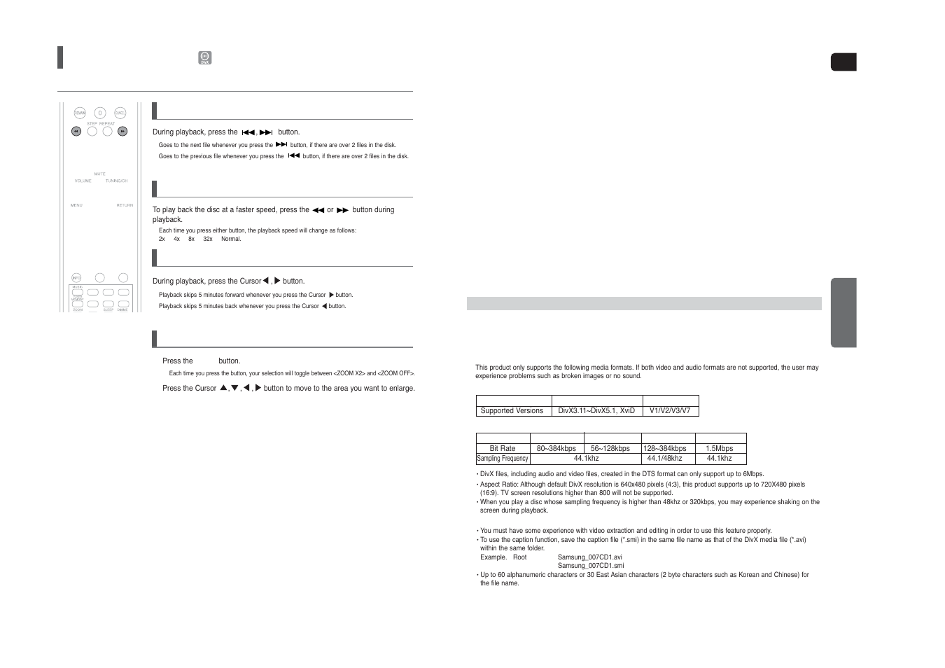 Divx playback | Sierra Wireless HT-TXQ120 User Manual | Page 16 / 36