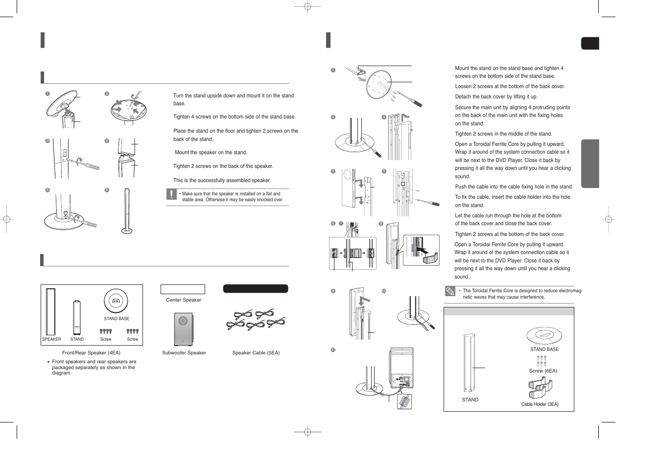Speaker installation, Installing the dvd player | Sierra Wireless HT-TXQ120 User Manual | Page 7 / 36
