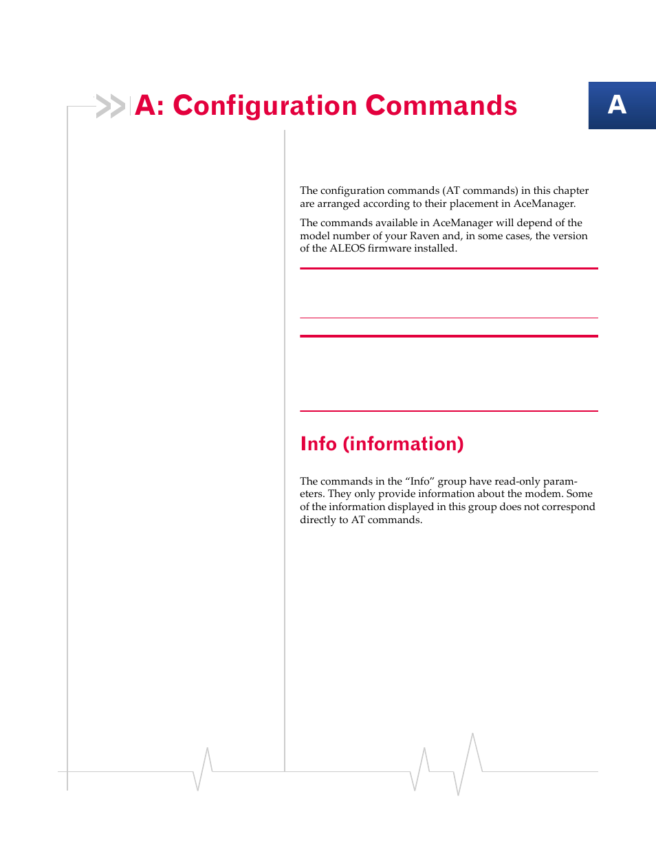 A: configuration commands, Info (information), Configuration commands | Sierra Wireless RAVEN 1X 20070914 User Manual | Page 101 / 176