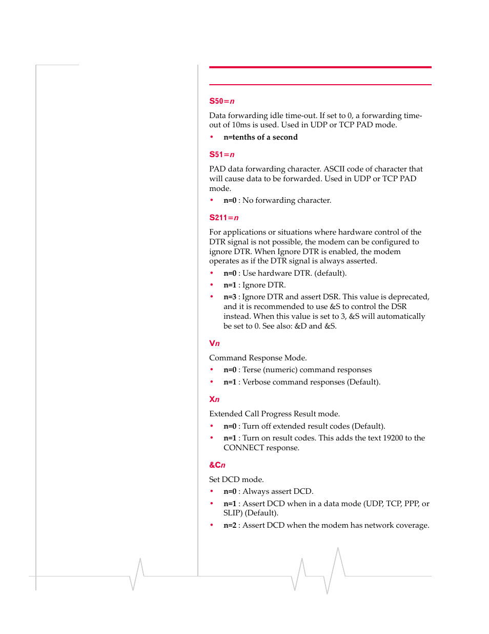 S50=n s51=n s211=n vn xn &cn | Sierra Wireless RAVEN 1X 20070914 User Manual | Page 114 / 176