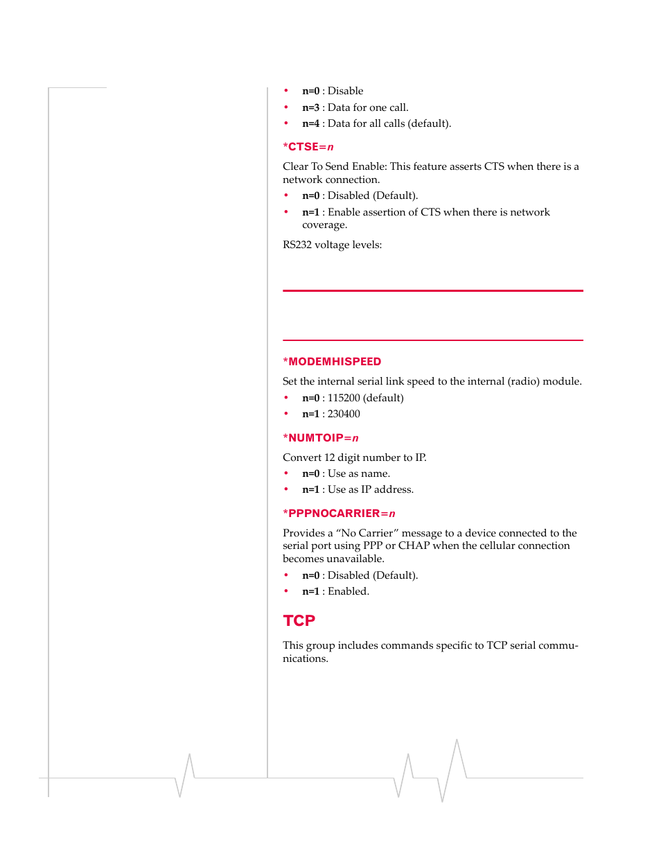 Ctse=n *modemhispeed *numtoip=n *pppnocarrier=n | Sierra Wireless RAVEN 1X 20070914 User Manual | Page 116 / 176