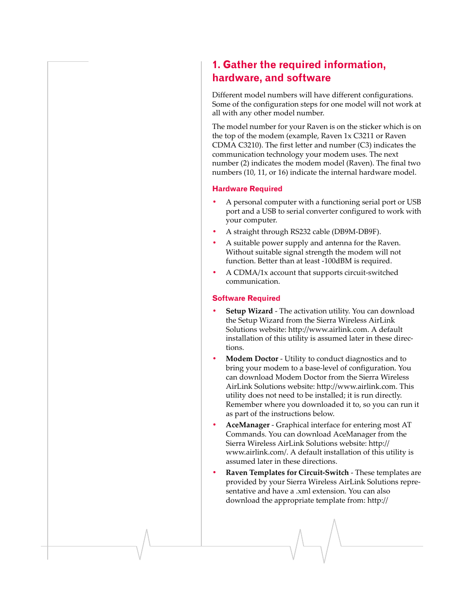 Hardware required software required | Sierra Wireless RAVEN 1X 20070914 User Manual | Page 147 / 176