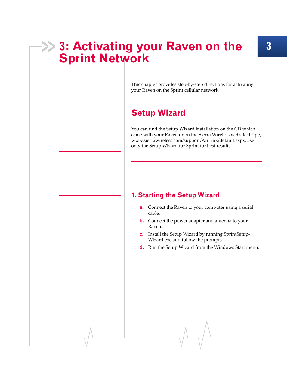 Activating your raven on the sprint network, Setup wizard | Sierra Wireless RAVEN 1X 20070914 User Manual | Page 25 / 176