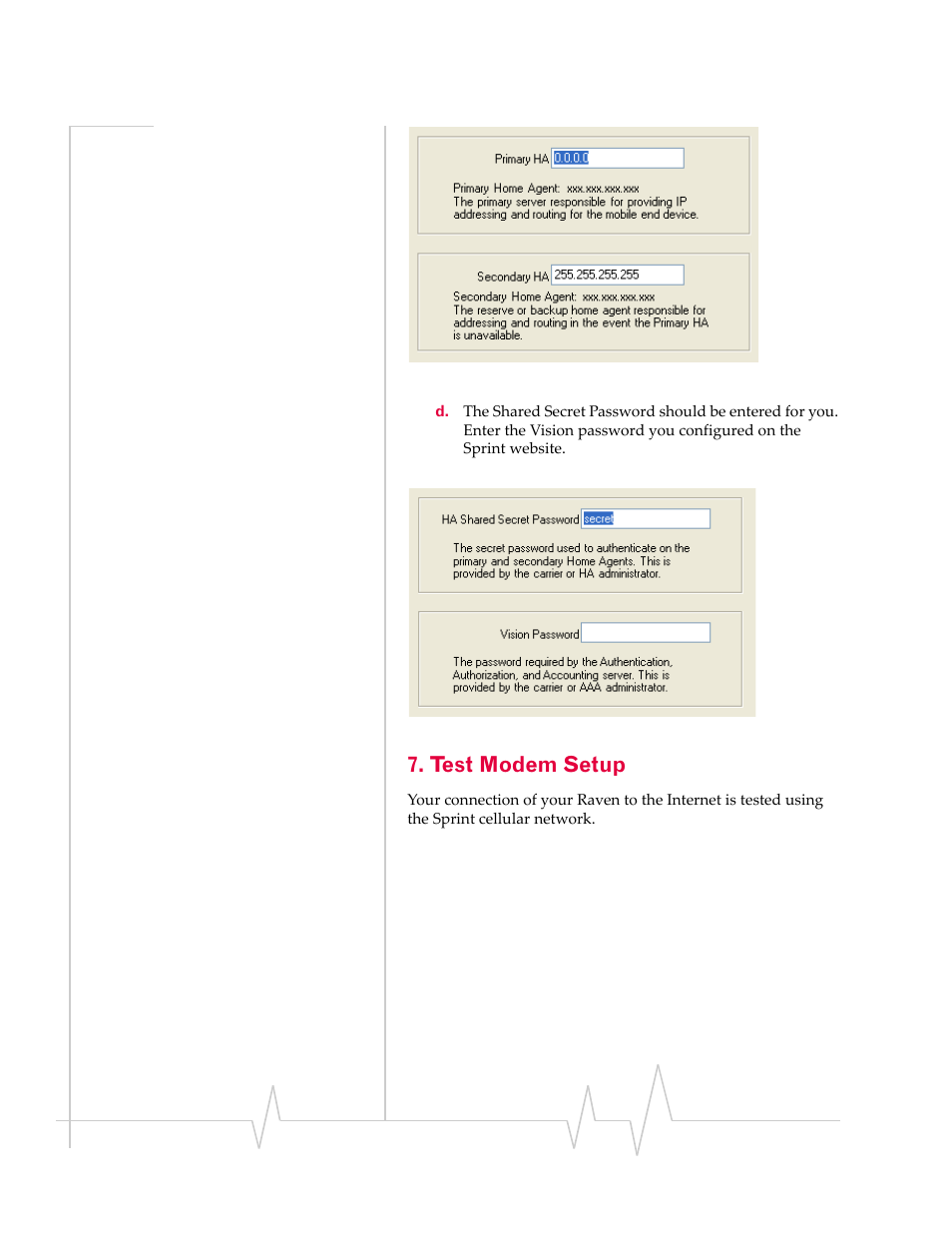 Test modem setup | Sierra Wireless RAVEN 1X 20070914 User Manual | Page 32 / 176