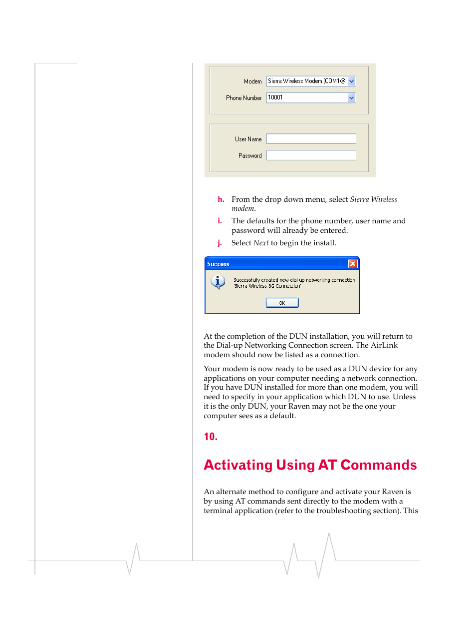 Activating using at commands | Sierra Wireless RAVEN 1X 20070914 User Manual | Page 38 / 176