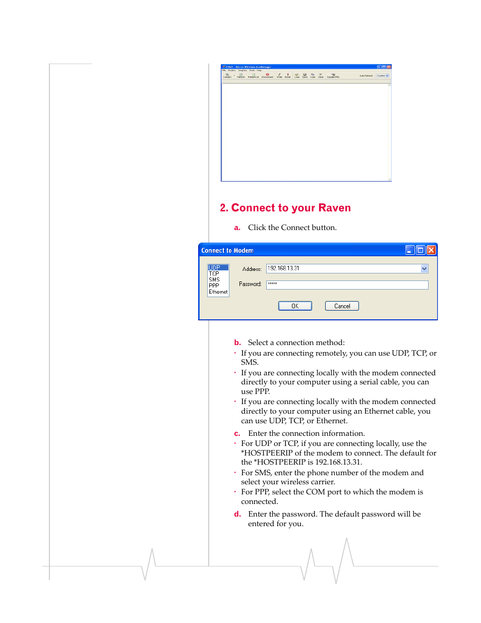 Connect to your raven | Sierra Wireless RAVEN 1X 20070914 User Manual | Page 49 / 176