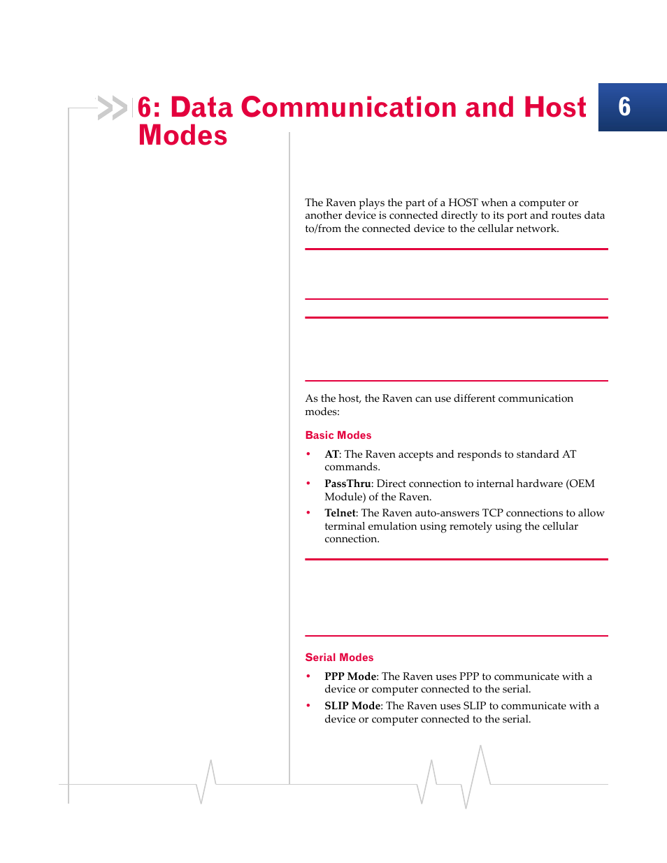 Data communication and host modes, Basic modes serial modes | Sierra Wireless RAVEN 1X 20070914 User Manual | Page 60 / 176