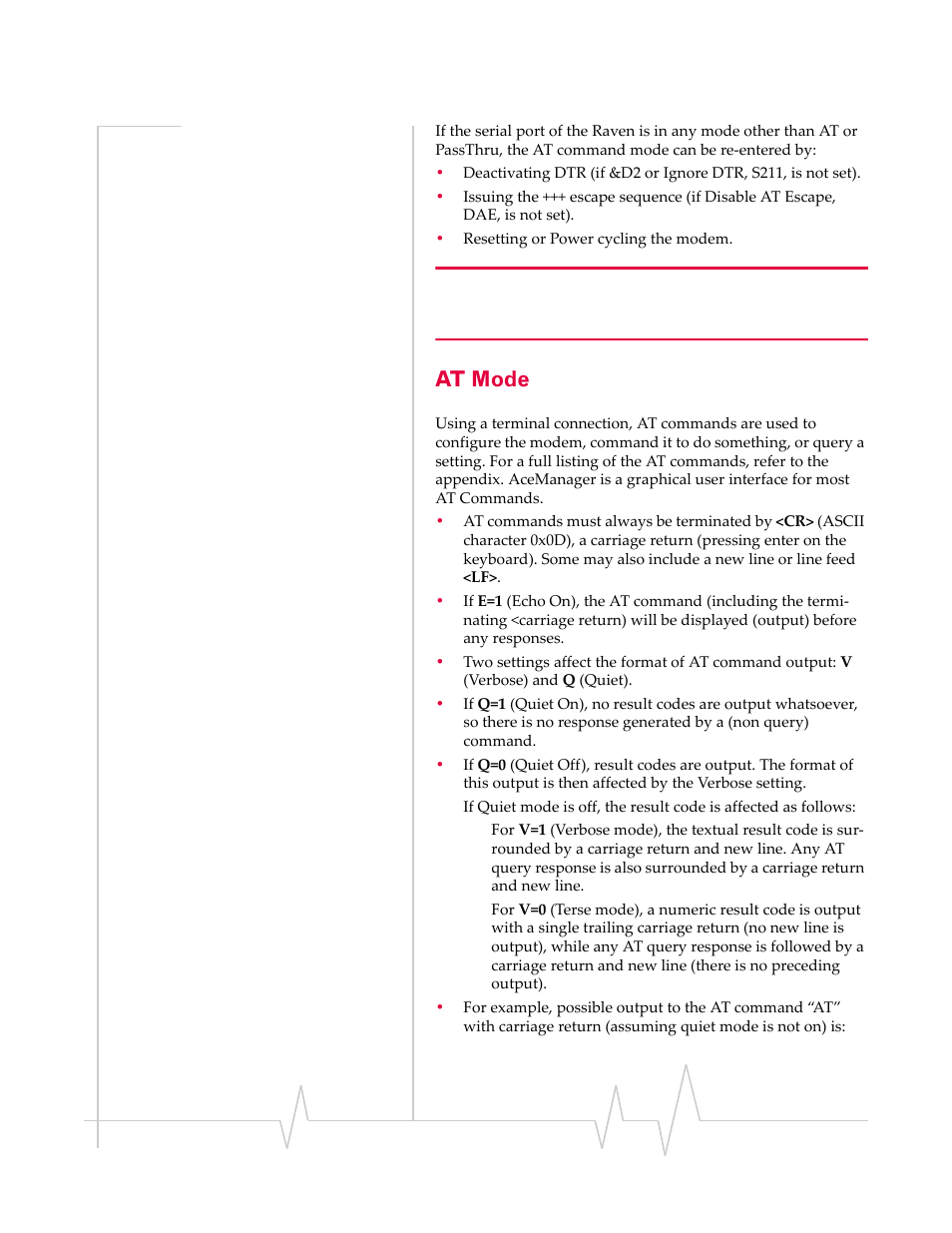 At mode | Sierra Wireless RAVEN 1X 20070914 User Manual | Page 62 / 176