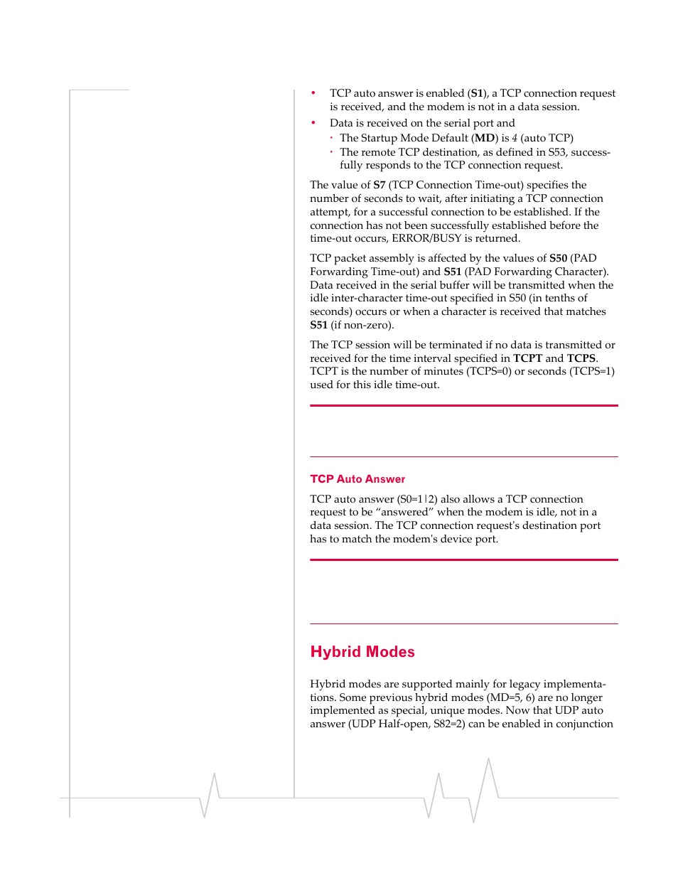 Hybrid modes, Tcp auto answer | Sierra Wireless RAVEN 1X 20070914 User Manual | Page 69 / 176