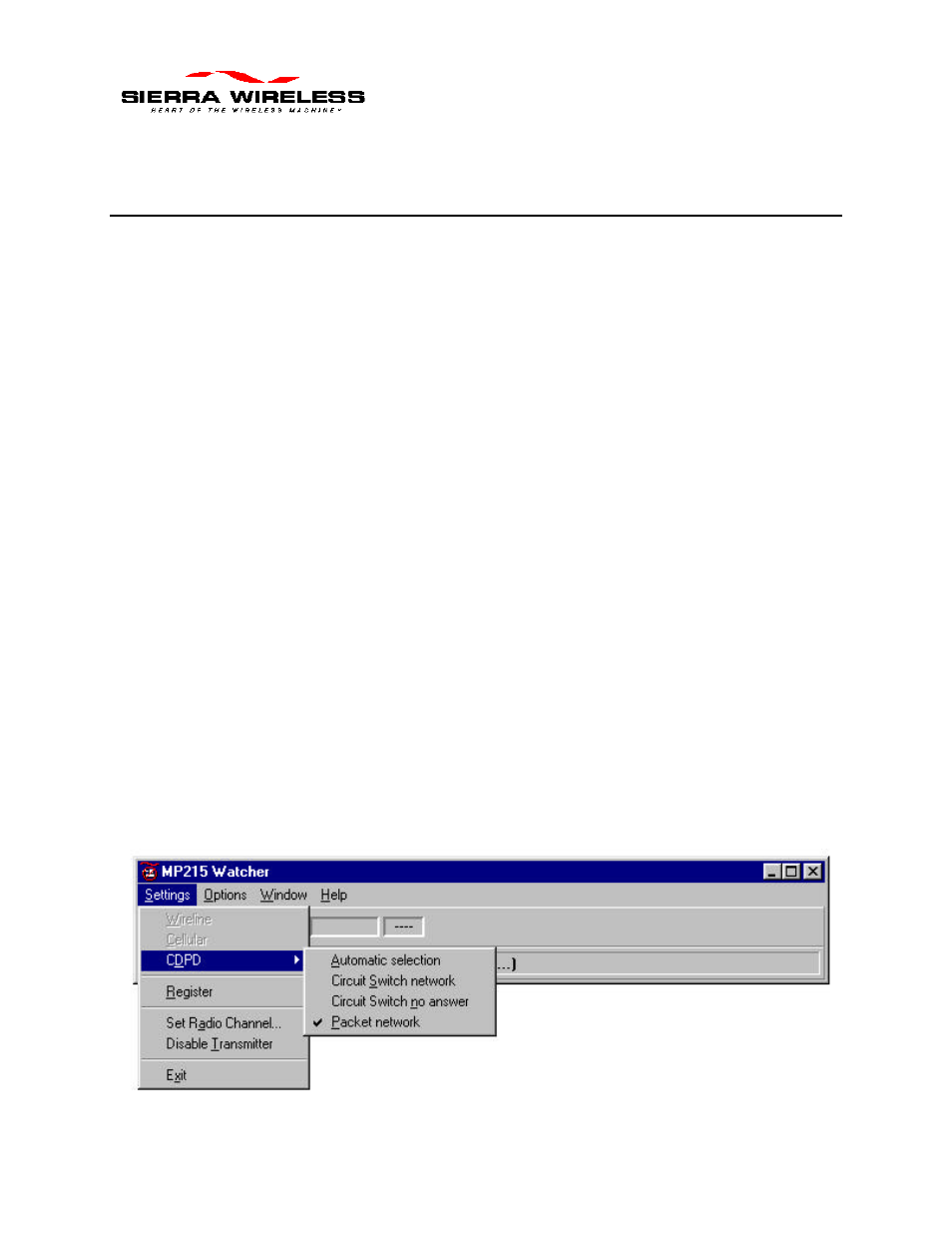 Operating the mp215 via watcher, Mp215 operating modes | Sierra Wireless MP215 User Manual | Page 31 / 38