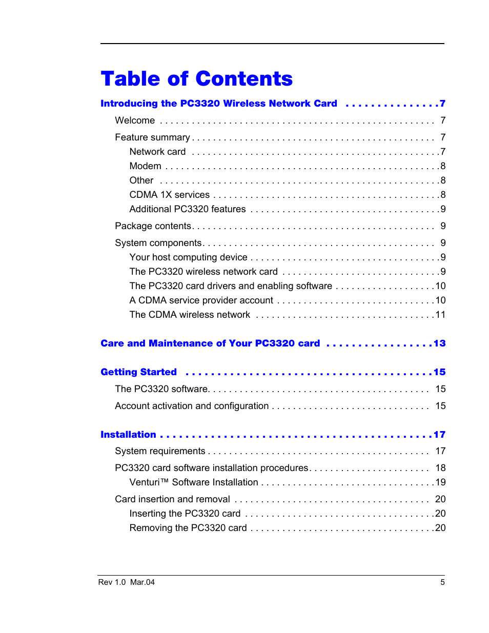 Sierra Wireless PC3320 User Manual | Page 7 / 40