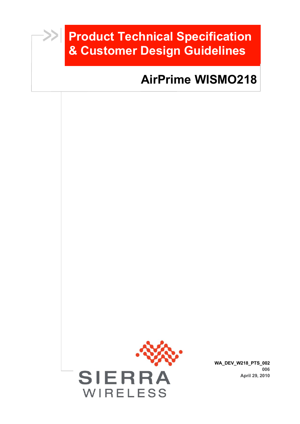 Sierra Wireless AIRPRIME WISMO218 User Manual | 103 pages