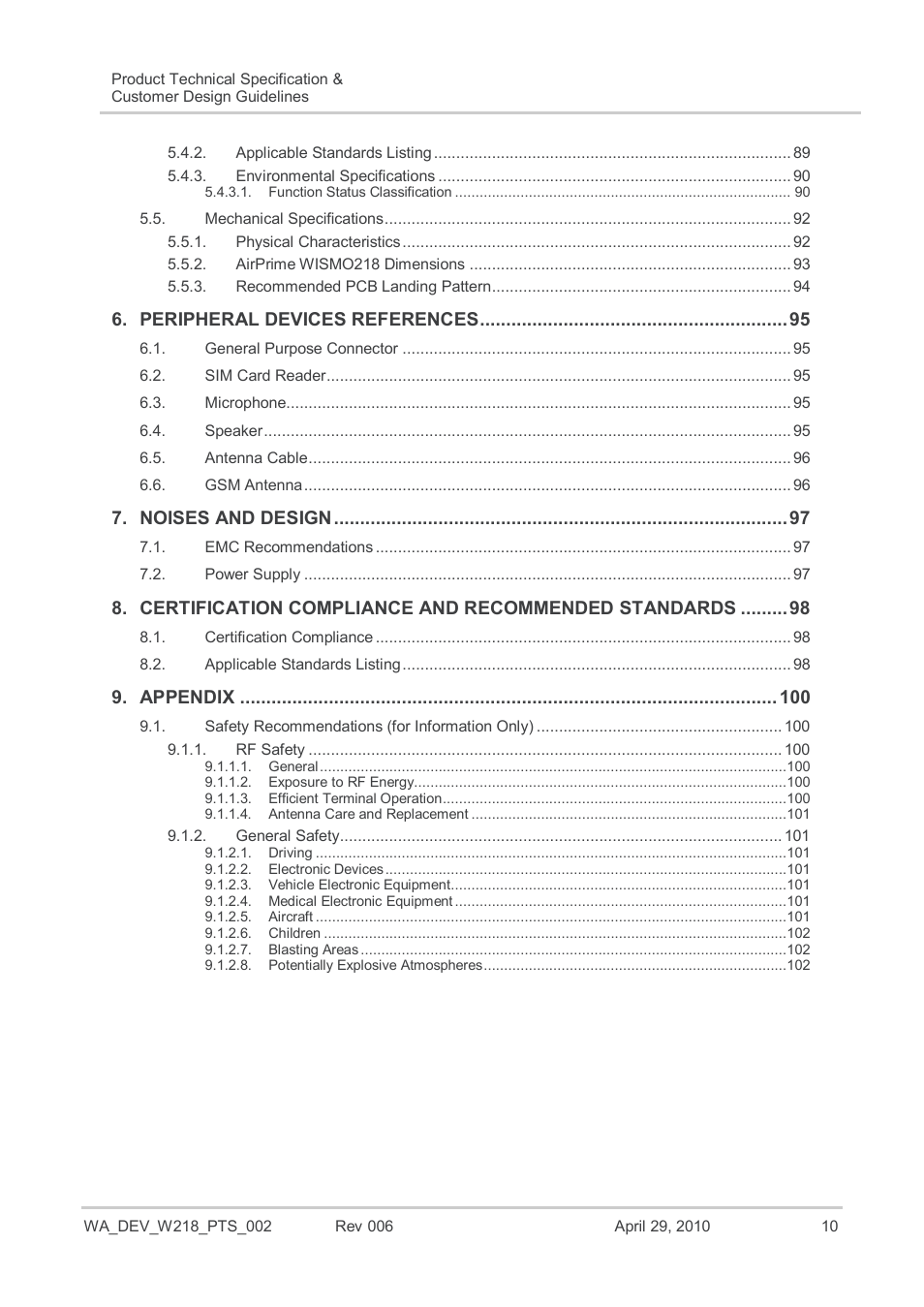 Sierra Wireless AIRPRIME WISMO218 User Manual | Page 10 / 103