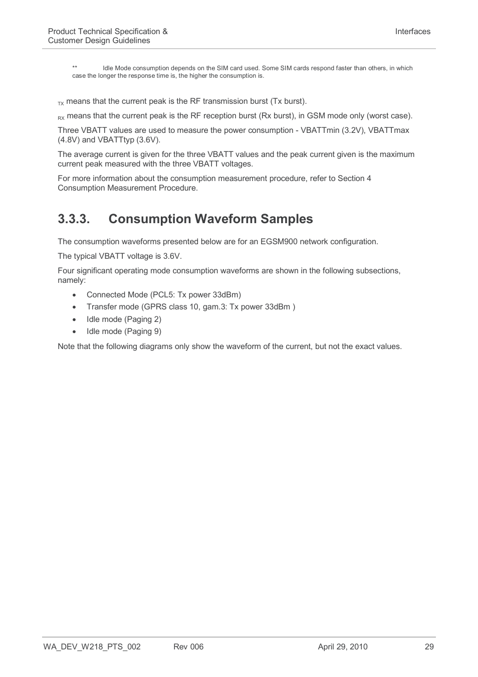 Consumption waveform samples | Sierra Wireless AIRPRIME WISMO218 User Manual | Page 29 / 103