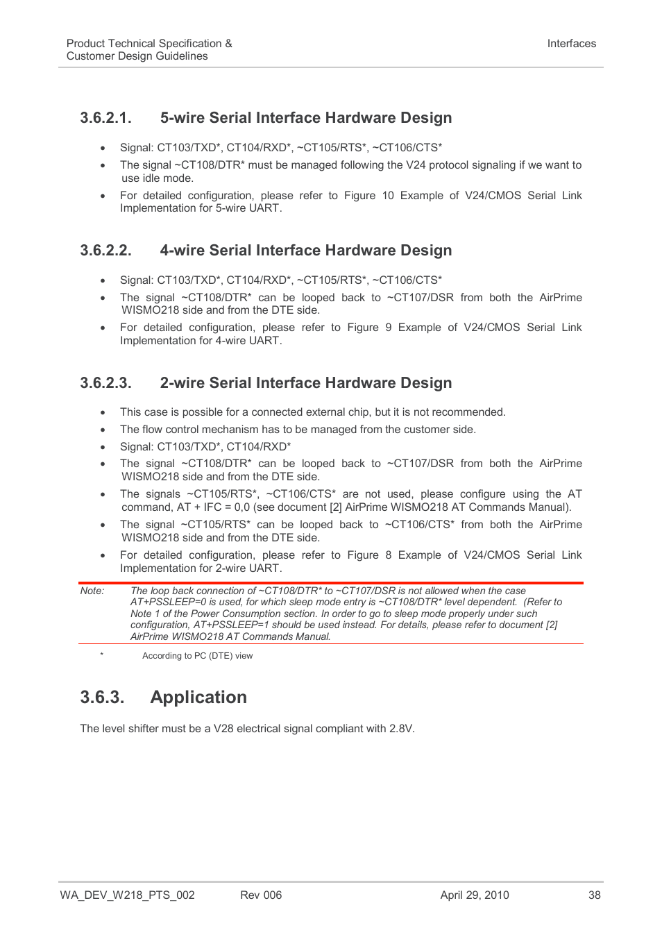 Wire serial interface hardware design, Application, 5-wire serial interface hardware design | 4-wire serial interface hardware design, 2-wire serial interface hardware design | Sierra Wireless AIRPRIME WISMO218 User Manual | Page 38 / 103