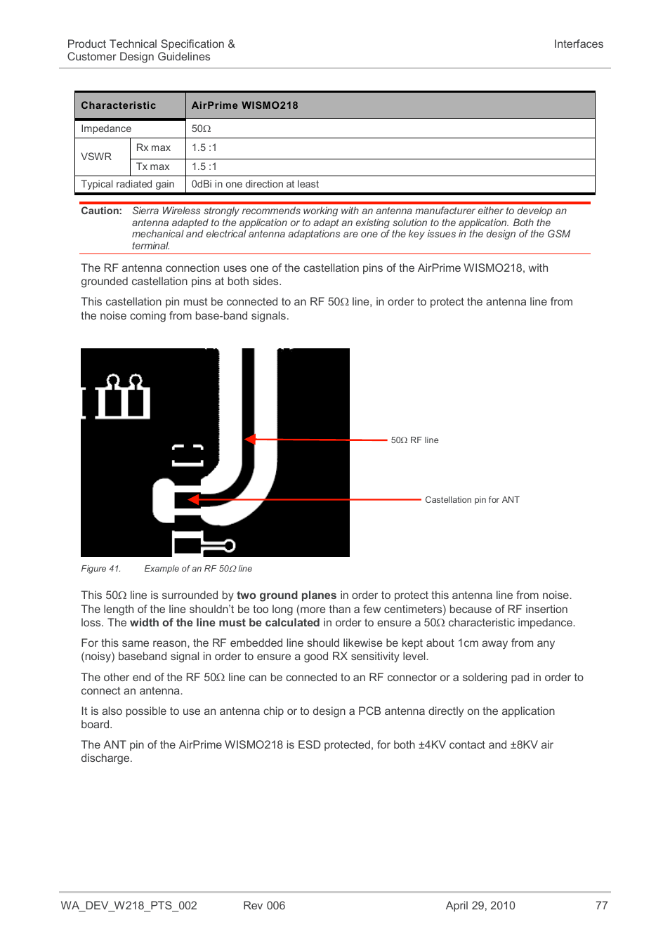 Figure 41, Example of an rf 50, Line | Sierra Wireless AIRPRIME WISMO218 User Manual | Page 77 / 103