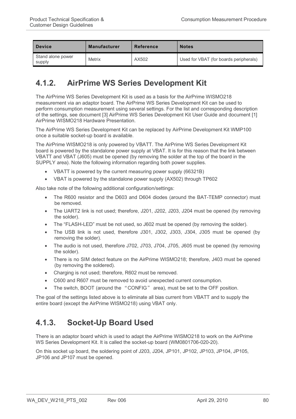 Airprime ws series development kit, Socket-up board used | Sierra Wireless AIRPRIME WISMO218 User Manual | Page 80 / 103