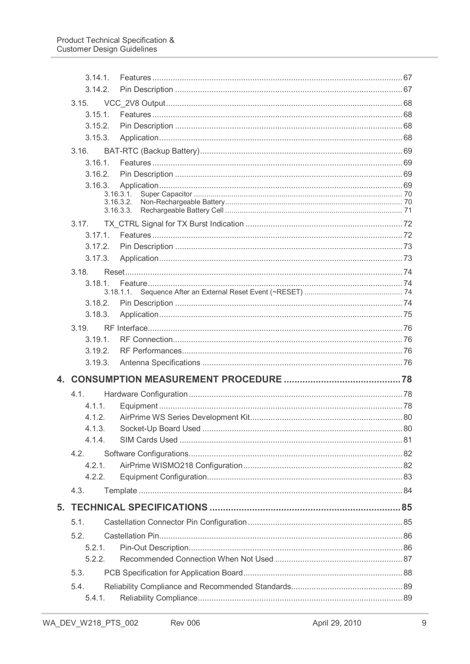 Sierra Wireless AIRPRIME WISMO218 User Manual | Page 9 / 103