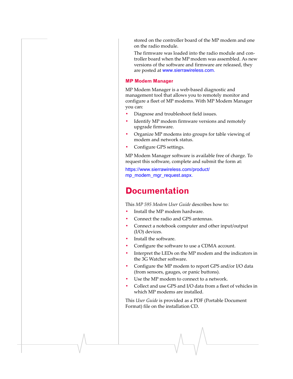 Documentation, Mp modem manager | Sierra Wireless MP 595 User Manual | Page 18 / 68
