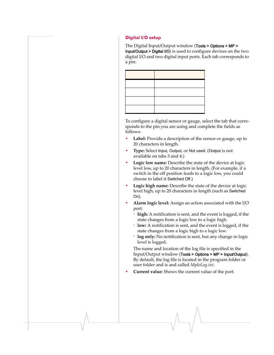 Digital i/o setup | Sierra Wireless MP 595 User Manual | Page 49 / 68