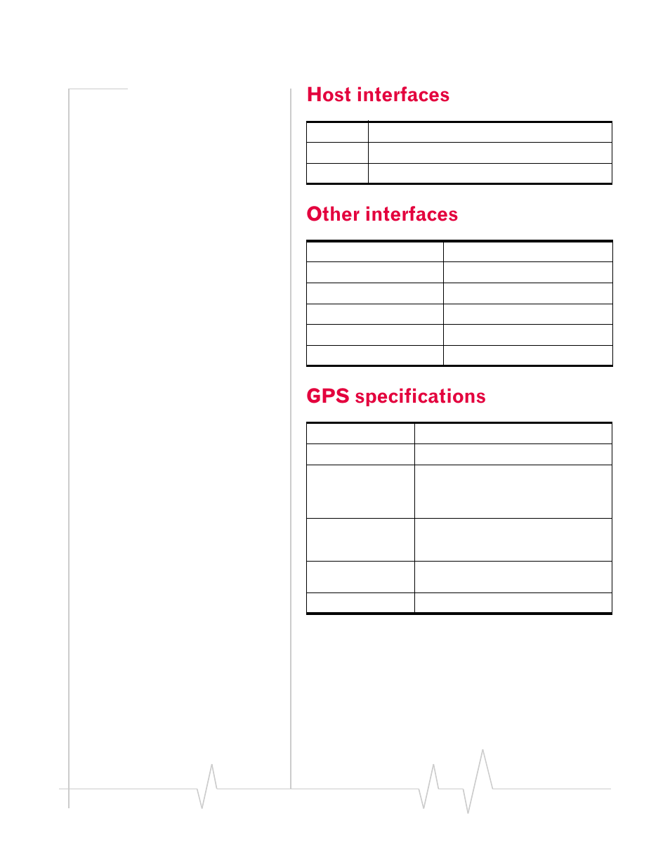 Host interfaces, Other interfaces, Gps specifications | Sierra Wireless MP 595 User Manual | Page 61 / 68