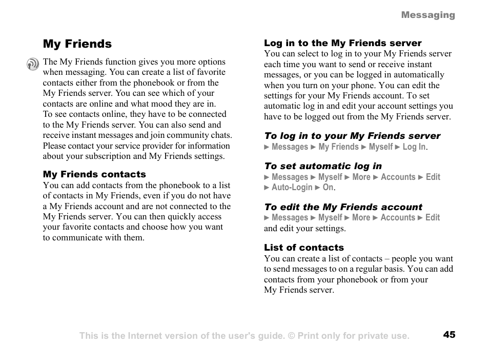 My friends | Sunway GSM 900 User Manual | Page 45 / 97