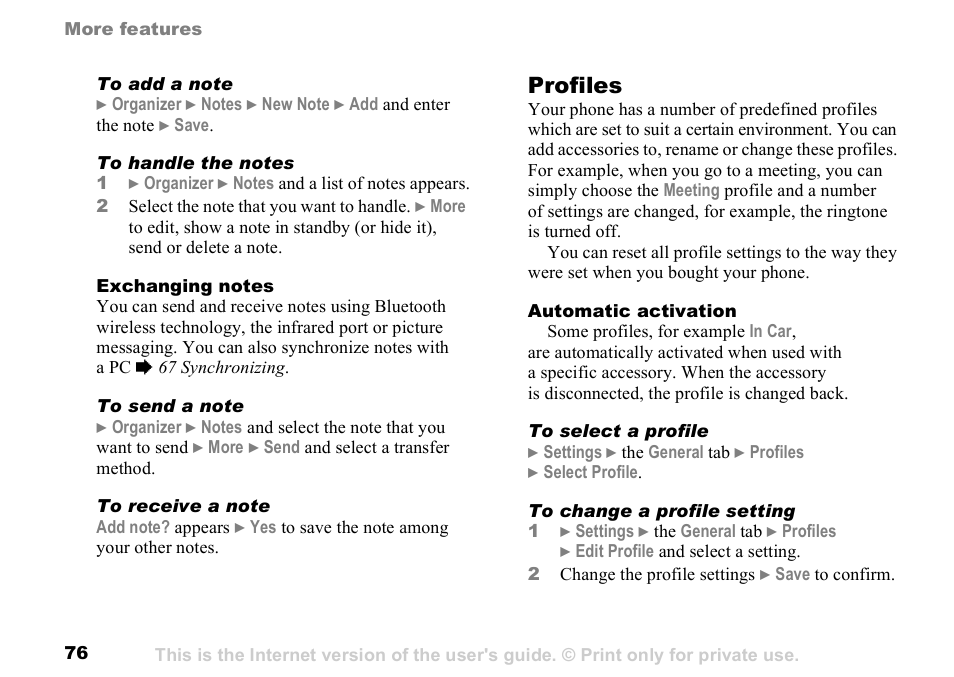 Profiles | Sunway GSM 900 User Manual | Page 76 / 97