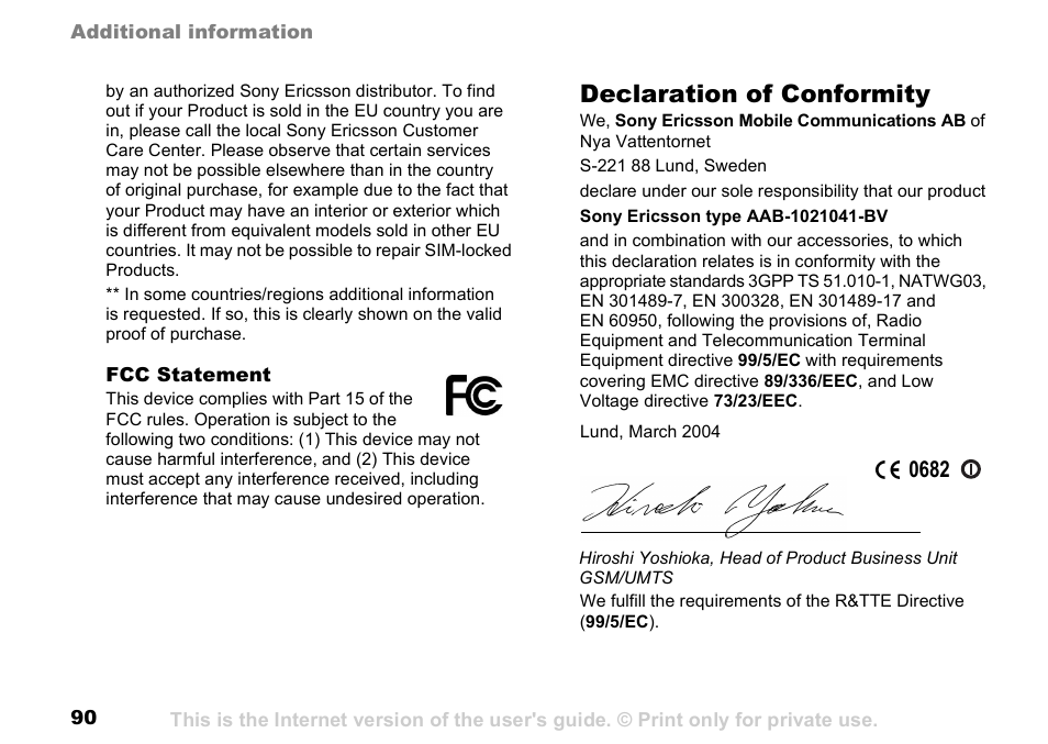 Declaration of conformity | Sunway GSM 900 User Manual | Page 90 / 97
