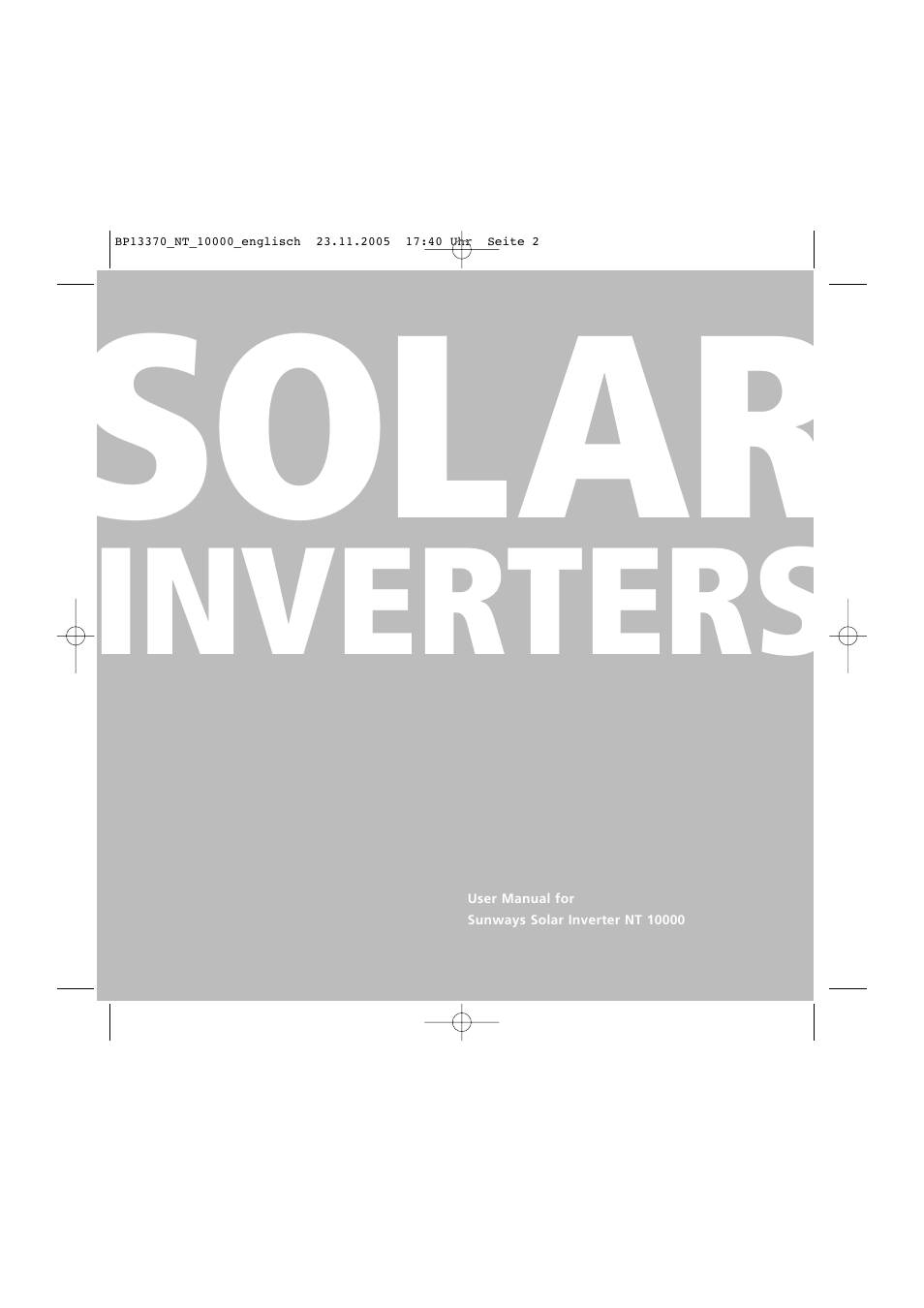Solar, Inverters | Sunway NT 10000 User Manual | Page 2 / 82