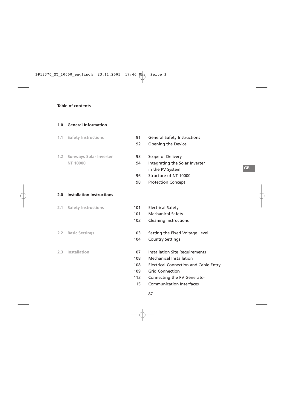 Sunway NT 10000 User Manual | Page 3 / 82