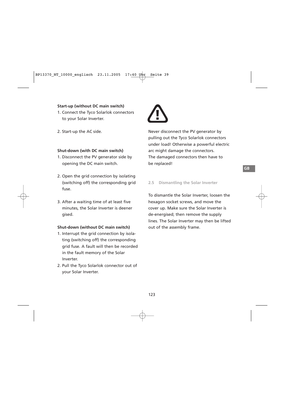 General information | Sunway NT 10000 User Manual | Page 39 / 82
