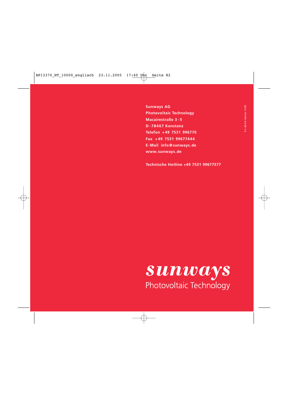 Sunway NT 10000 User Manual | Page 82 / 82