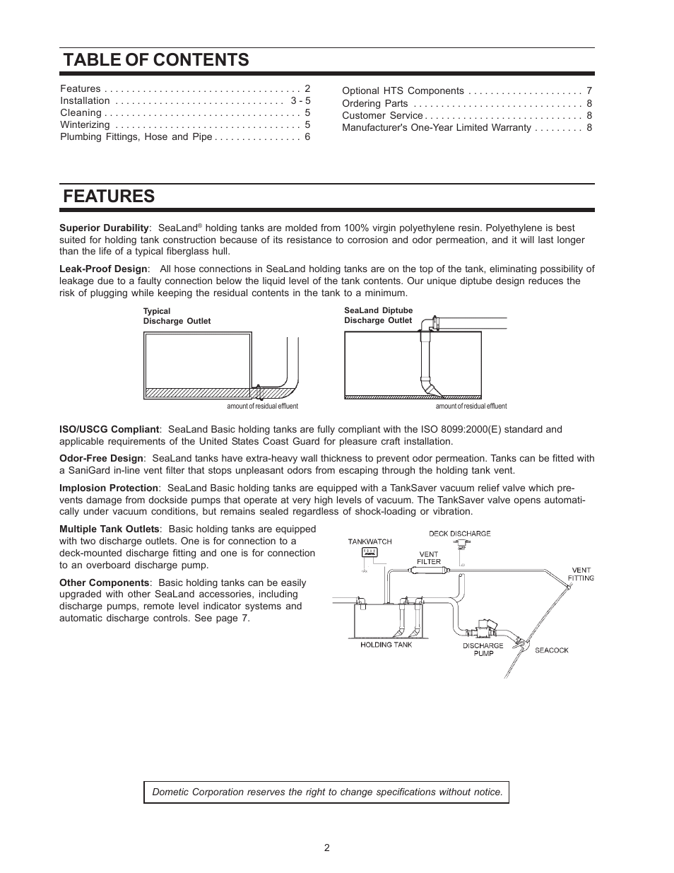 SeaLand BASIC HOLDING TANK SYSTEM User Manual | Page 2 / 8