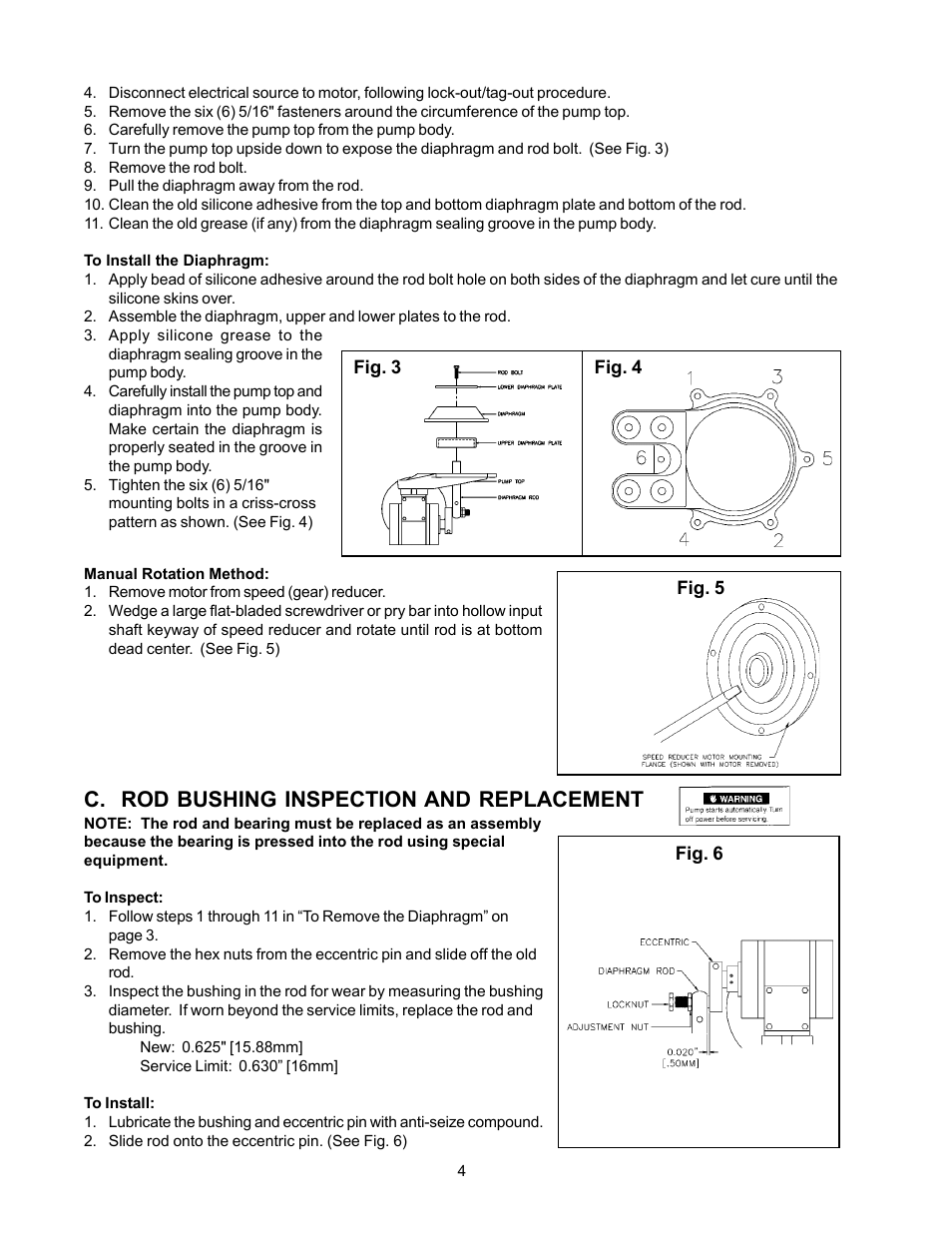 C. rod bushing inspection and replacement | SeaLand Vacuum Pump User Manual | Page 4 / 12