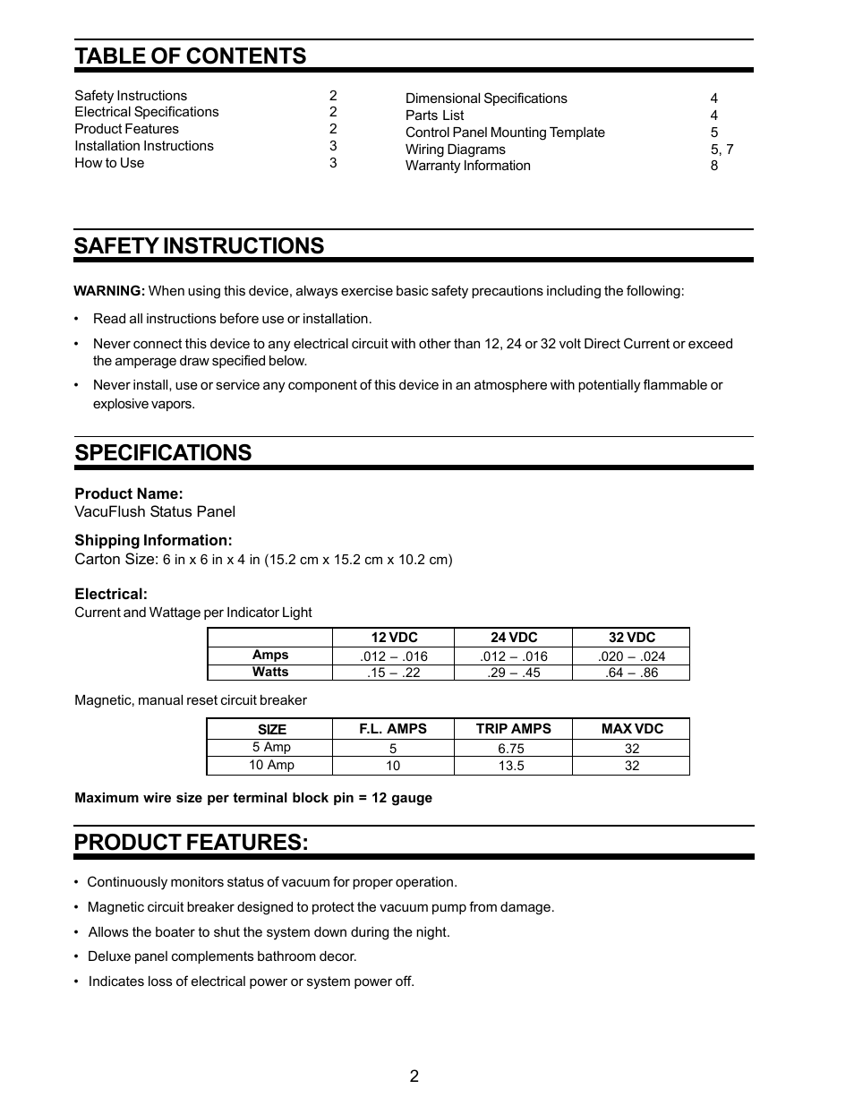 SeaLand VACUFLUSH User Manual | Page 2 / 8