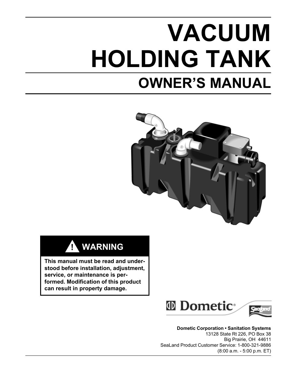 SeaLand VACUUM HOLDING TANK User Manual | 8 pages