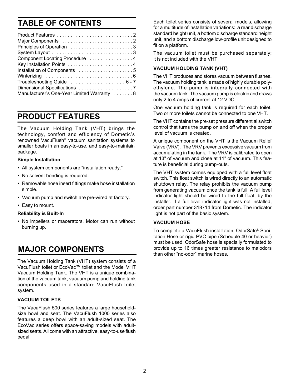 SeaLand VACUUM HOLDING TANK User Manual | Page 2 / 8