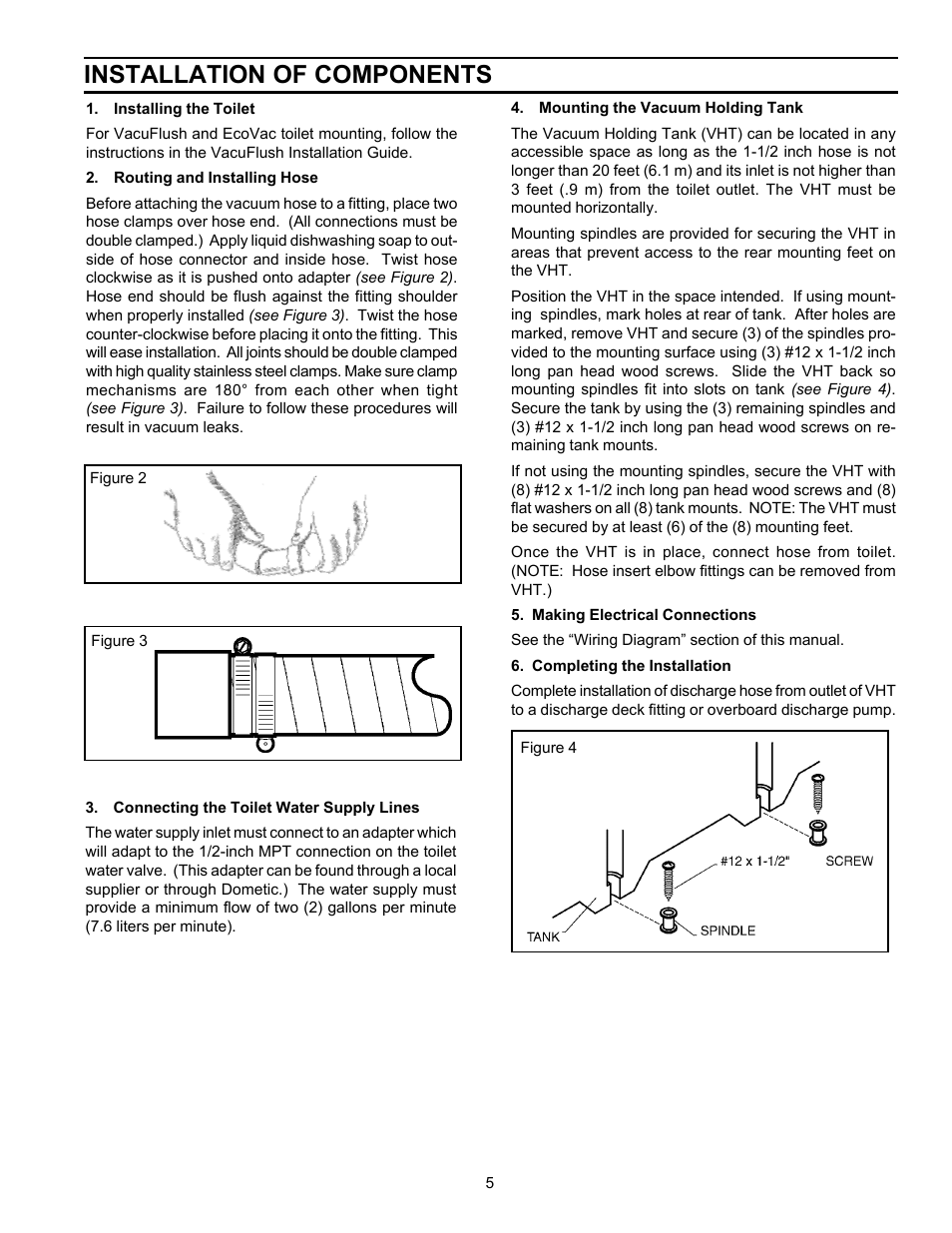 Installation of components | SeaLand VACUUM HOLDING TANK User Manual | Page 5 / 8