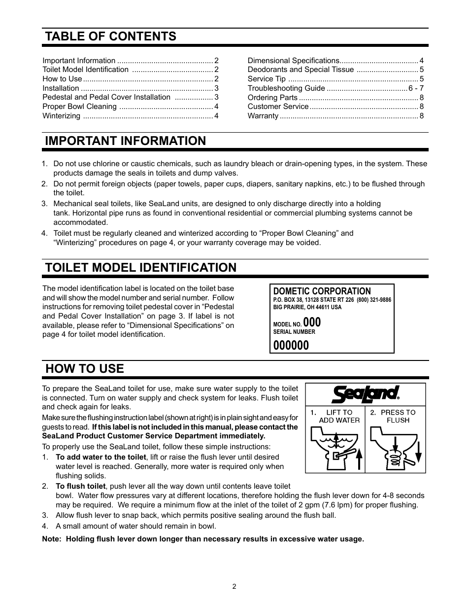 SeaLand 111 User Manual | Page 2 / 8